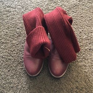 Burgundy gold over boots